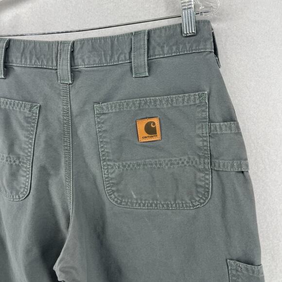 CARHARTT Pants Men 34x30 B151 Carpenter Dungaree Fit Utility Cotton Canvas Gray - Picture 1 of 15